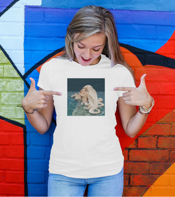 Resurface Feminine Profile Emerging From Water With Flowing Hair T-Shirt