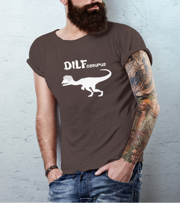 DILFosaurus Dinosaur Silhouette With Hairstyle T-Shirt
