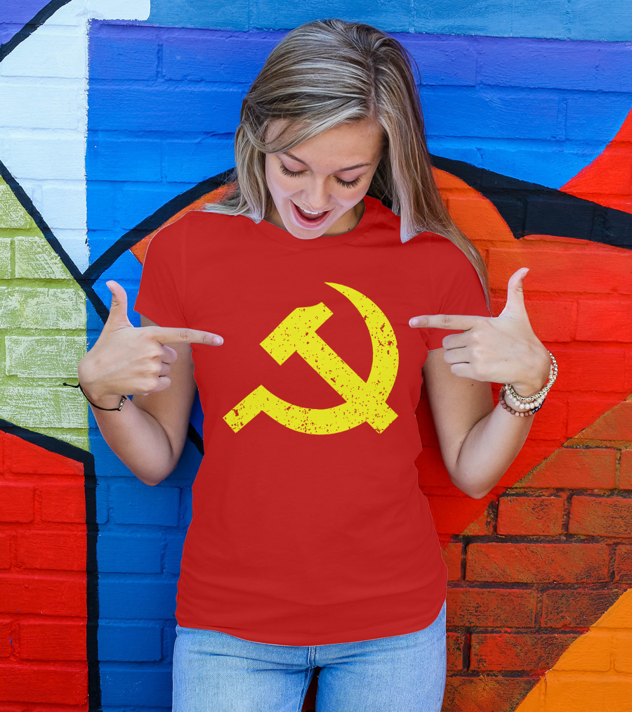 Aaron Spacethug Hammer And Sickle Communist Party Flag T-Shirt