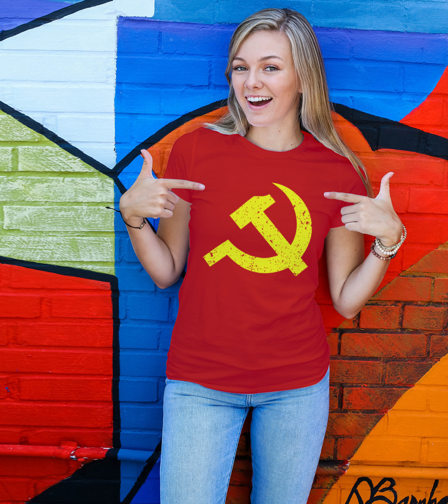 Aaron Spacethug Hammer And Sickle Communist Party Flag T-Shirt
