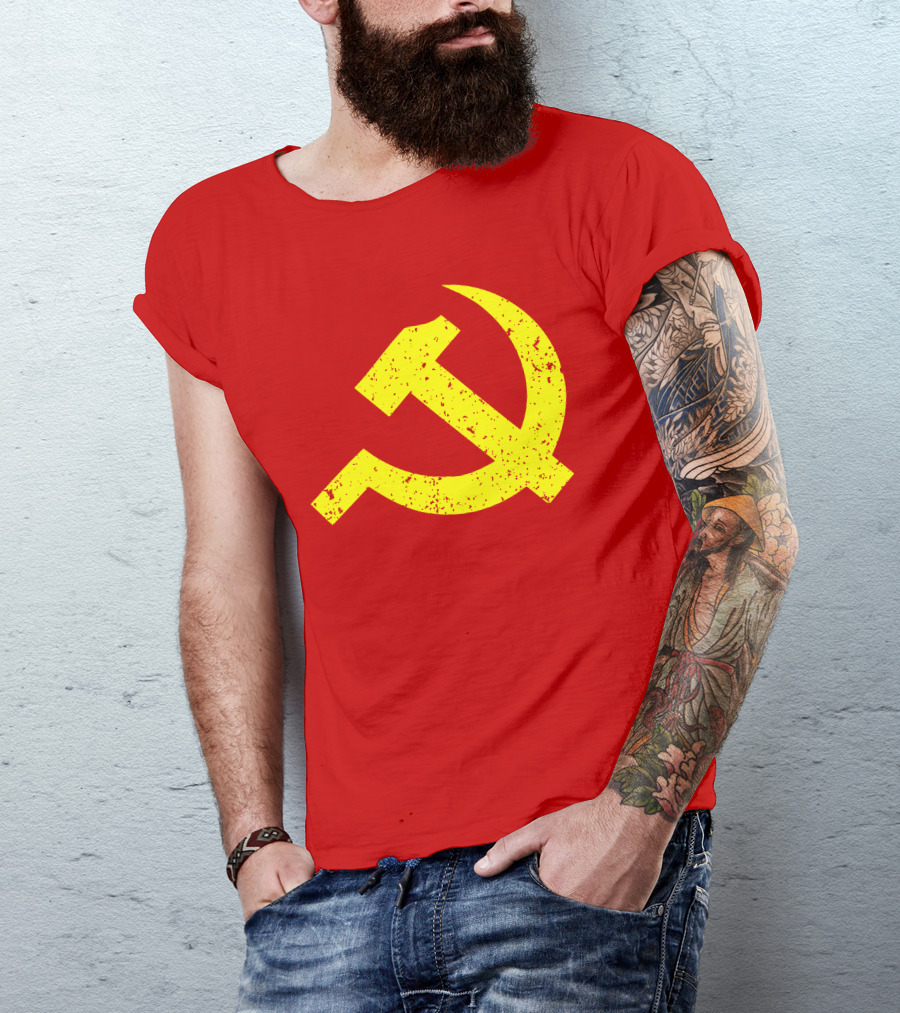Aaron Spacethug Hammer And Sickle Communist Party Flag T-Shirt