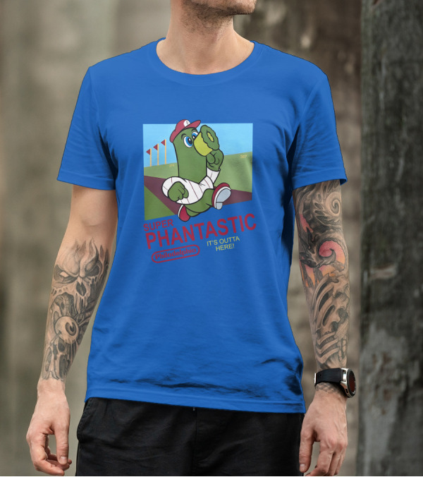 Southfellini Merch Super Phantastic Philadelphia It's Outta Here Baseball Character T-Shirt
