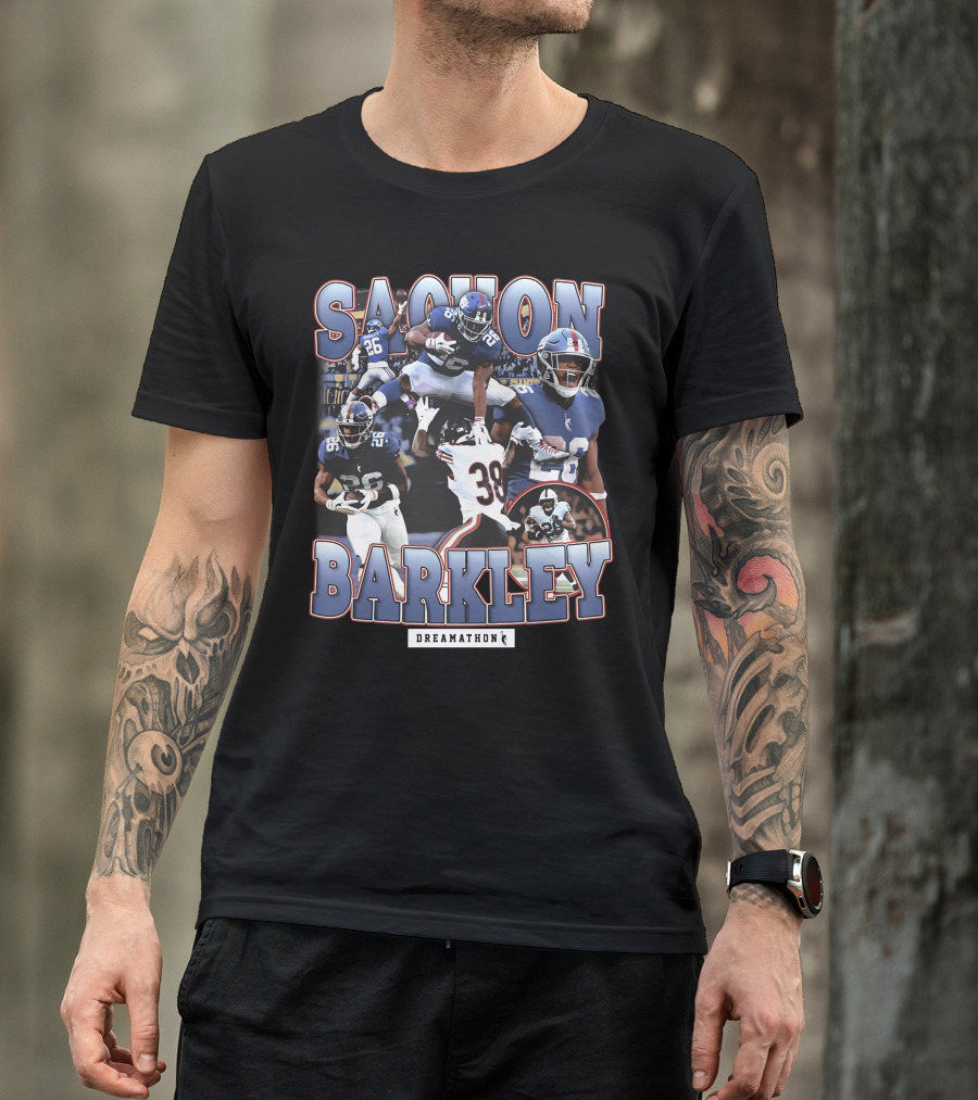 Sterling Shepard Wearing Saquon Barkley Dreamathon NFL Giants Football Collage T-Shirt