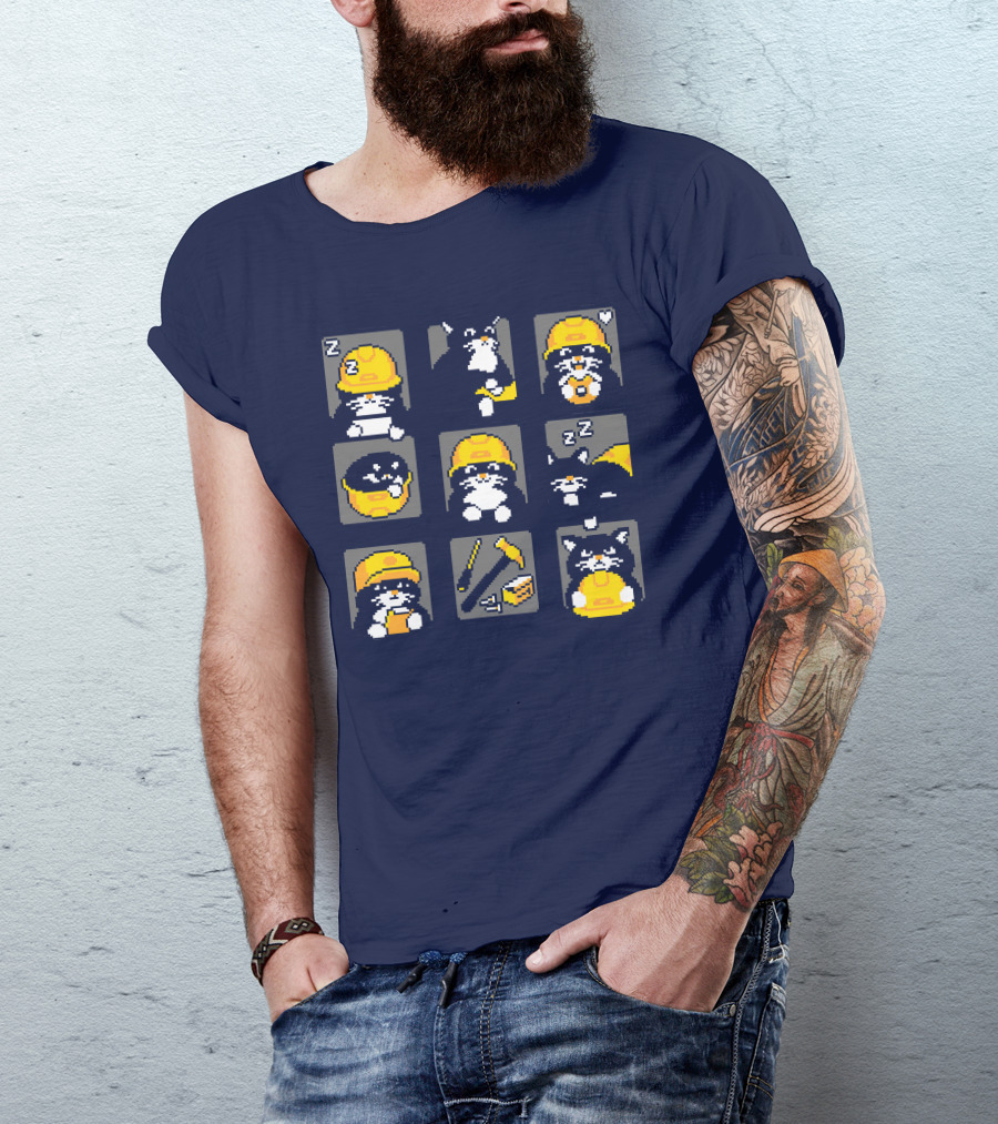 Rawpaw Ink Store Cats With Jobs Construction Workers Icons T-Shirt