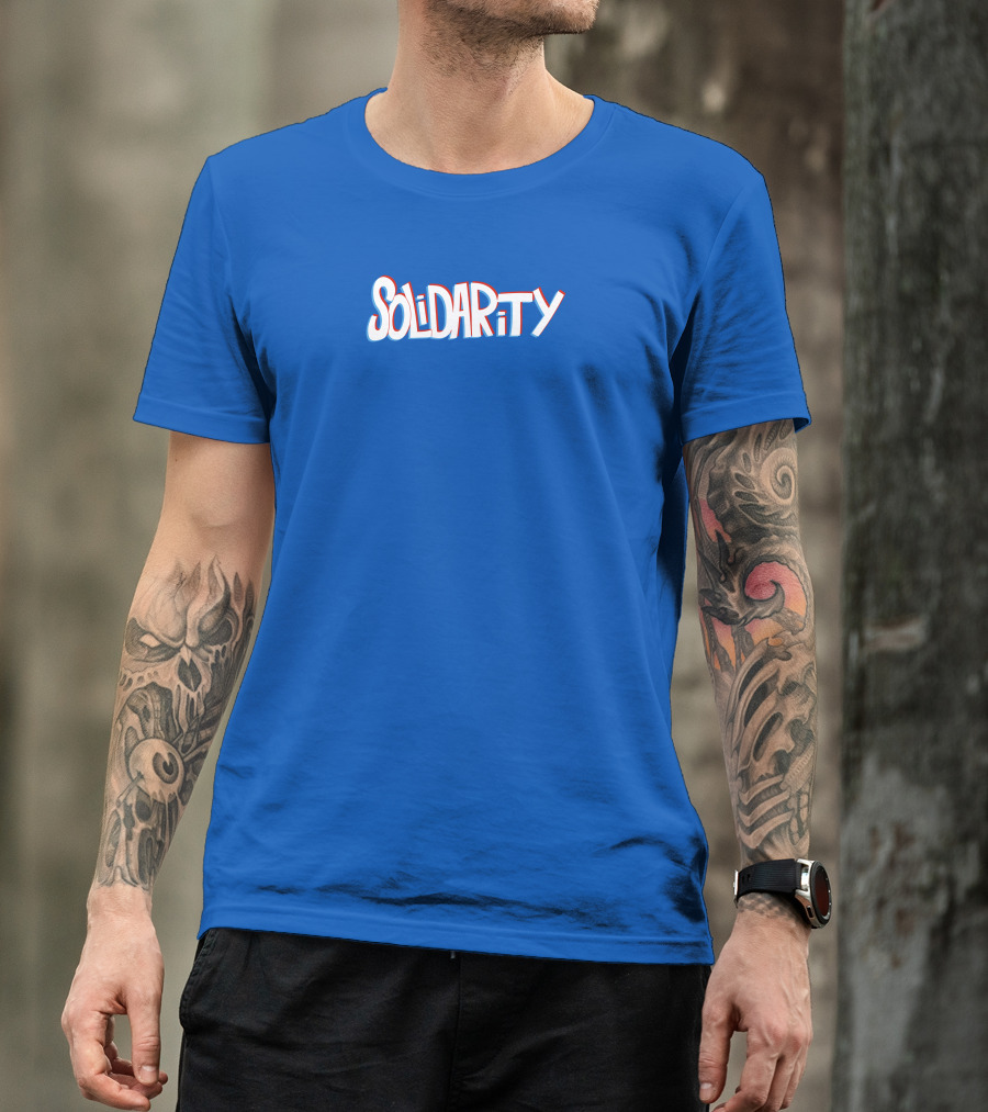 Solidaritycouk Solidarity Dyed Blue Text T-Shirt