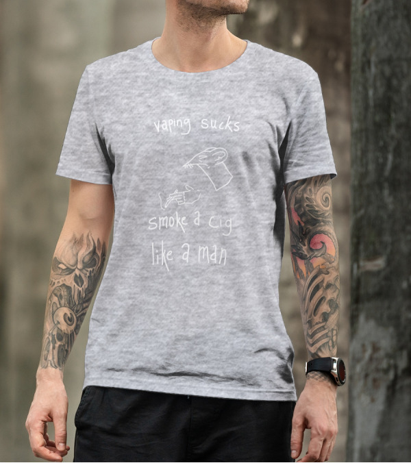 Heart Attack Man Vaping Sucks Smoke A Cig Like A Man Sketch T-Shirt