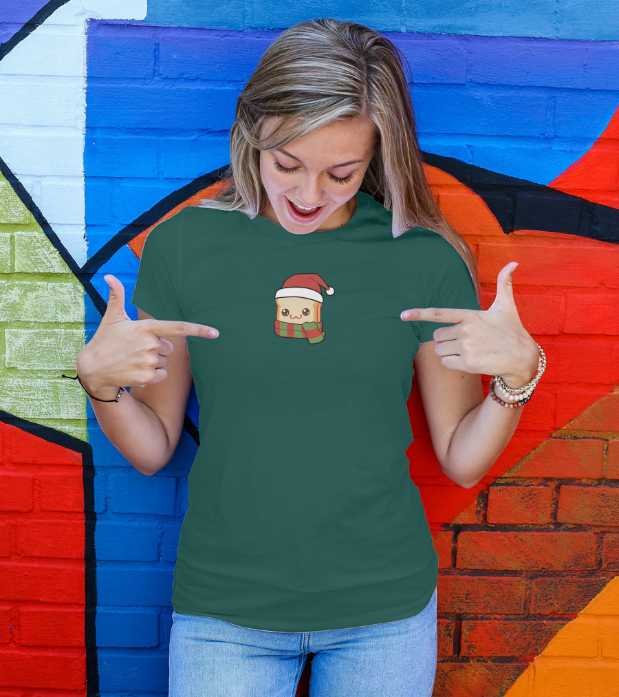 Friendship Bread Shop Christmas Bread Santa Hat And Scarf T-Shirt