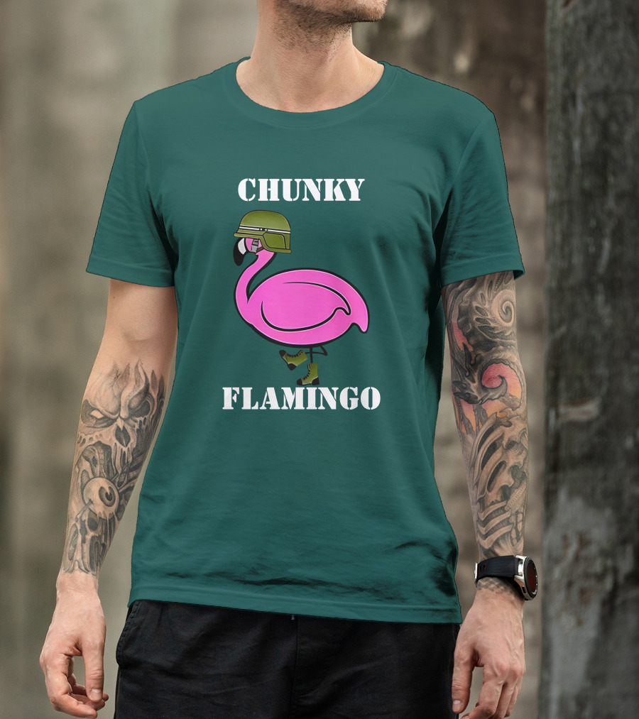 Chunky Flamingo Military Gymlifeanimal Boots Helmet T-Shirt