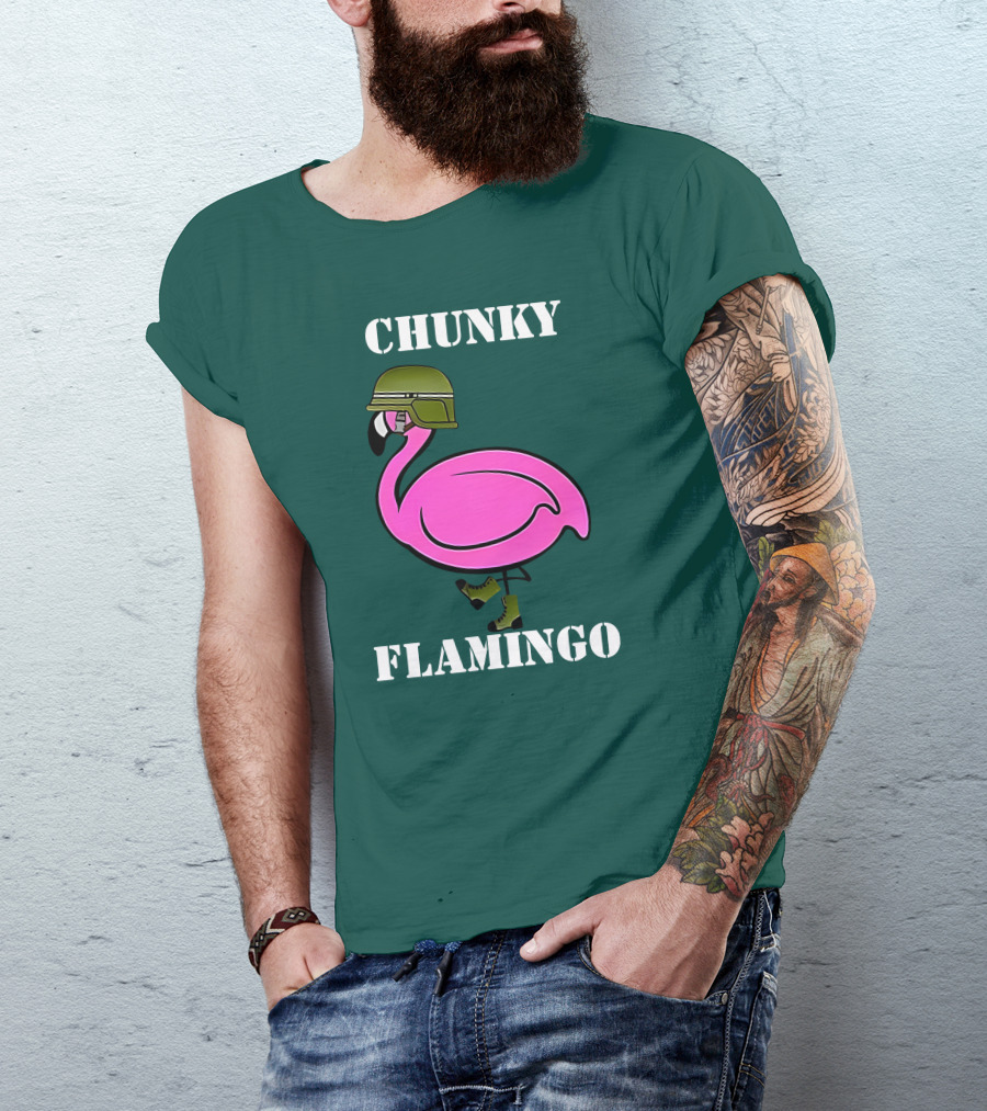 Chunky Flamingo Military Gymlifeanimal Boots Helmet T-Shirt