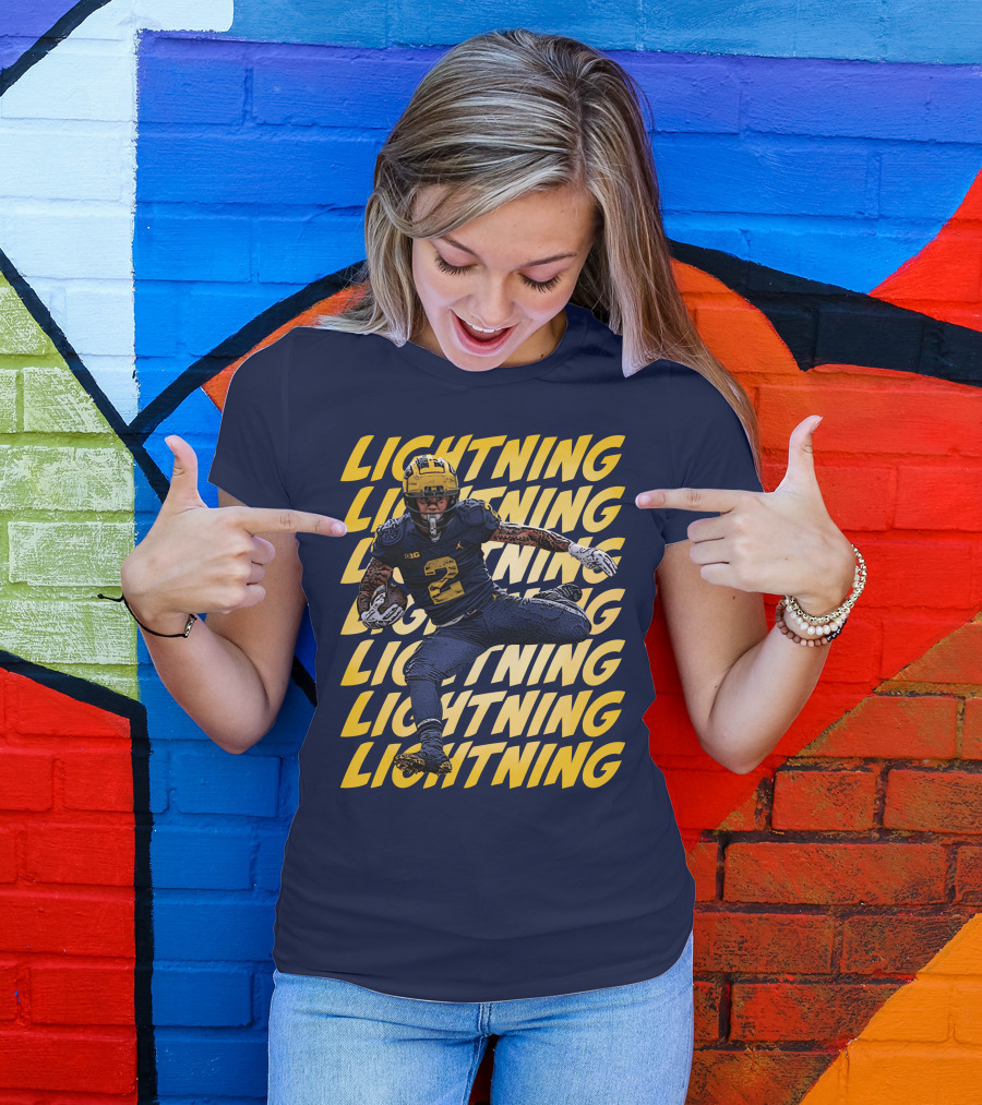 Lightning University Of Michigan Football Blake Corum Valiant Mden Merch T-Shirt
