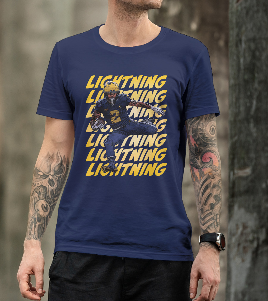 Lightning University Of Michigan Football Blake Corum Valiant Mden Merch T-Shirt