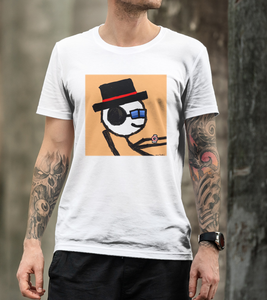 Sartoshi Mfers Stick Figure With Hat Blue Glasses Red Watch T-Shirt