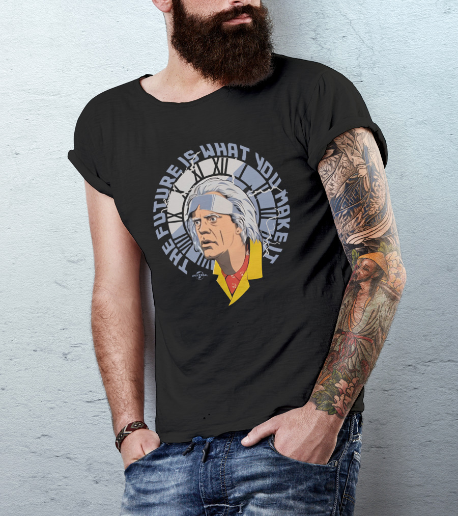 Universal Back To The Future The Future Is What You Make It Doc Brown Clock Face T-Shirt