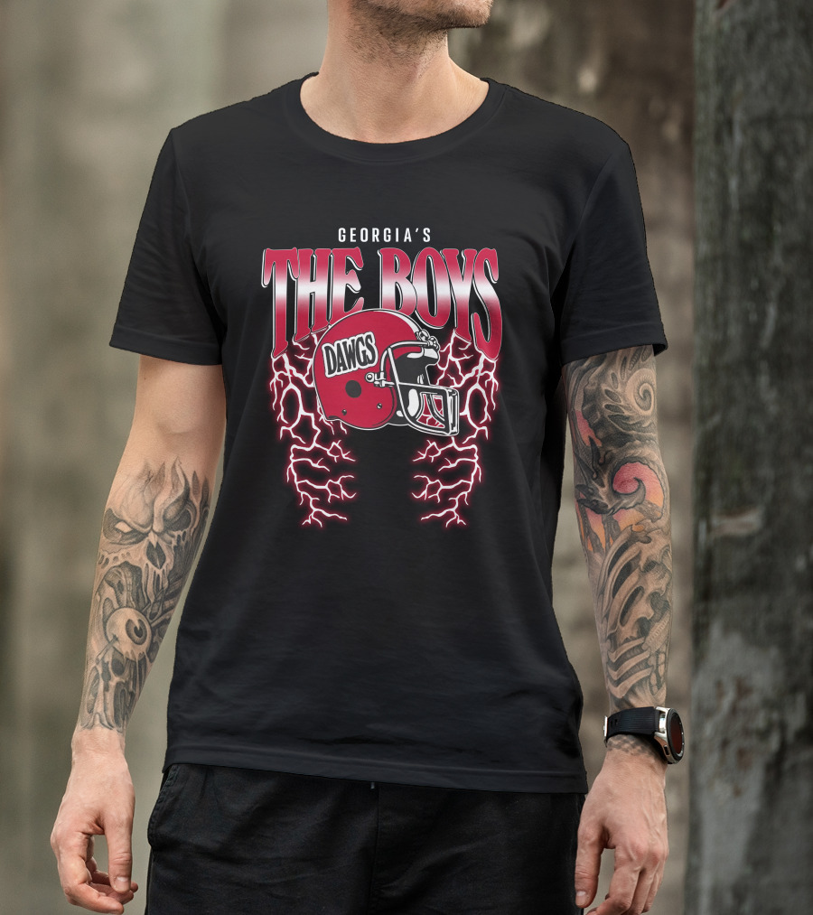 Georgia's The Boys Dawgs Helmet Lightning T-Shirt