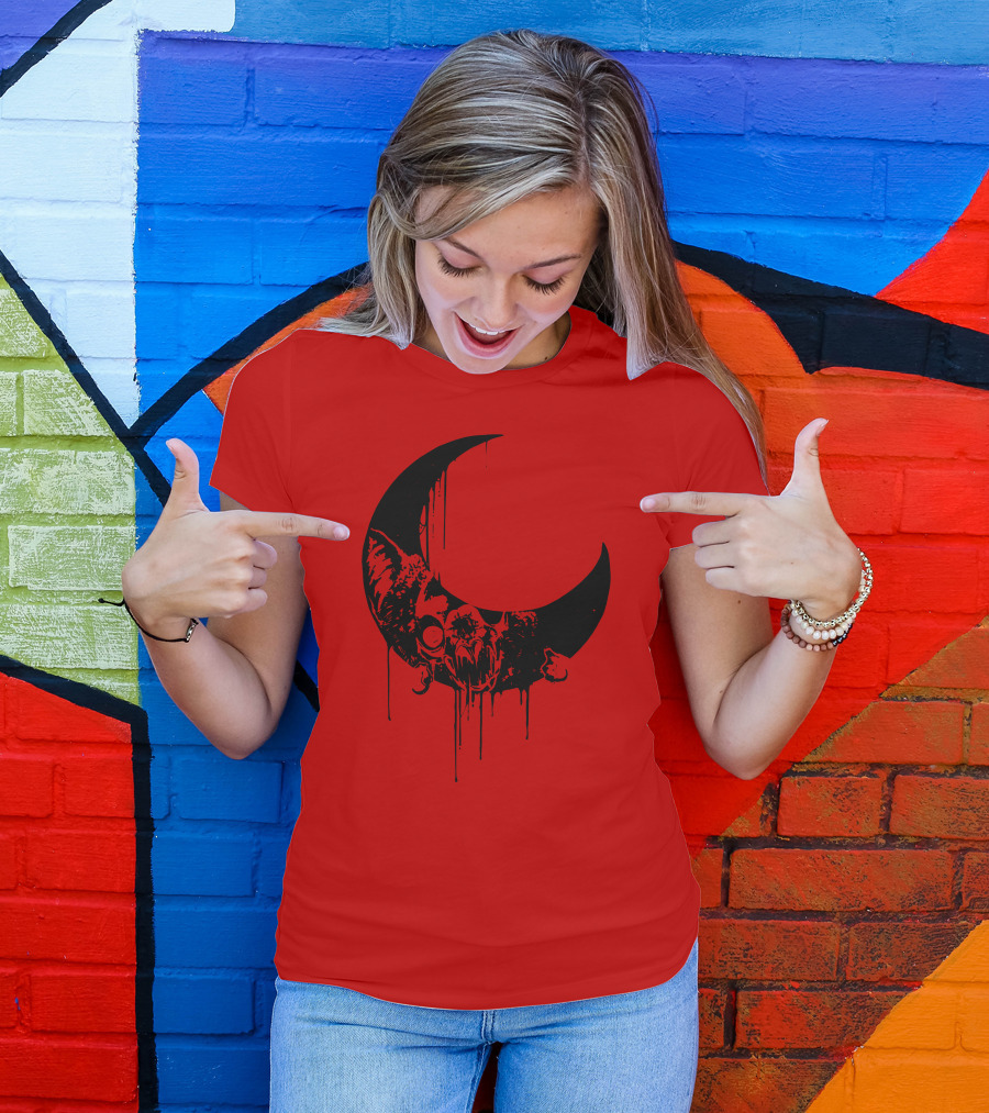 Mxmorggo Blood Moon Bat Dripping T-Shirt