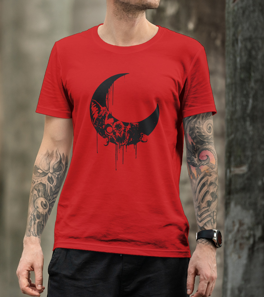 Mxmorggo Blood Moon Bat Dripping T-Shirt