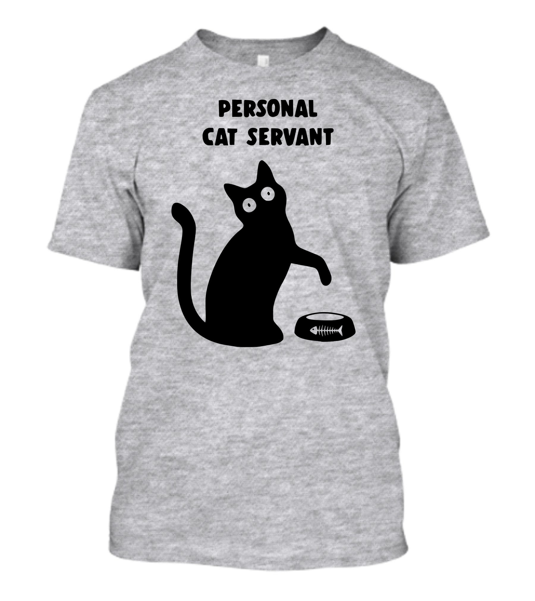Porridgebrain Personal Cat Servant Silhouette With Fish Bone Bowl T-Shirt