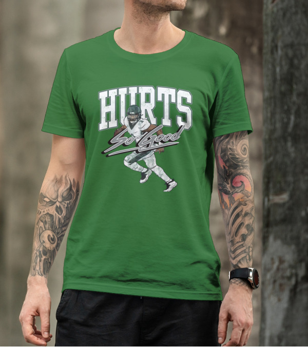 Hurts So Good Pigment Dyed Football Player Green T-Shirt