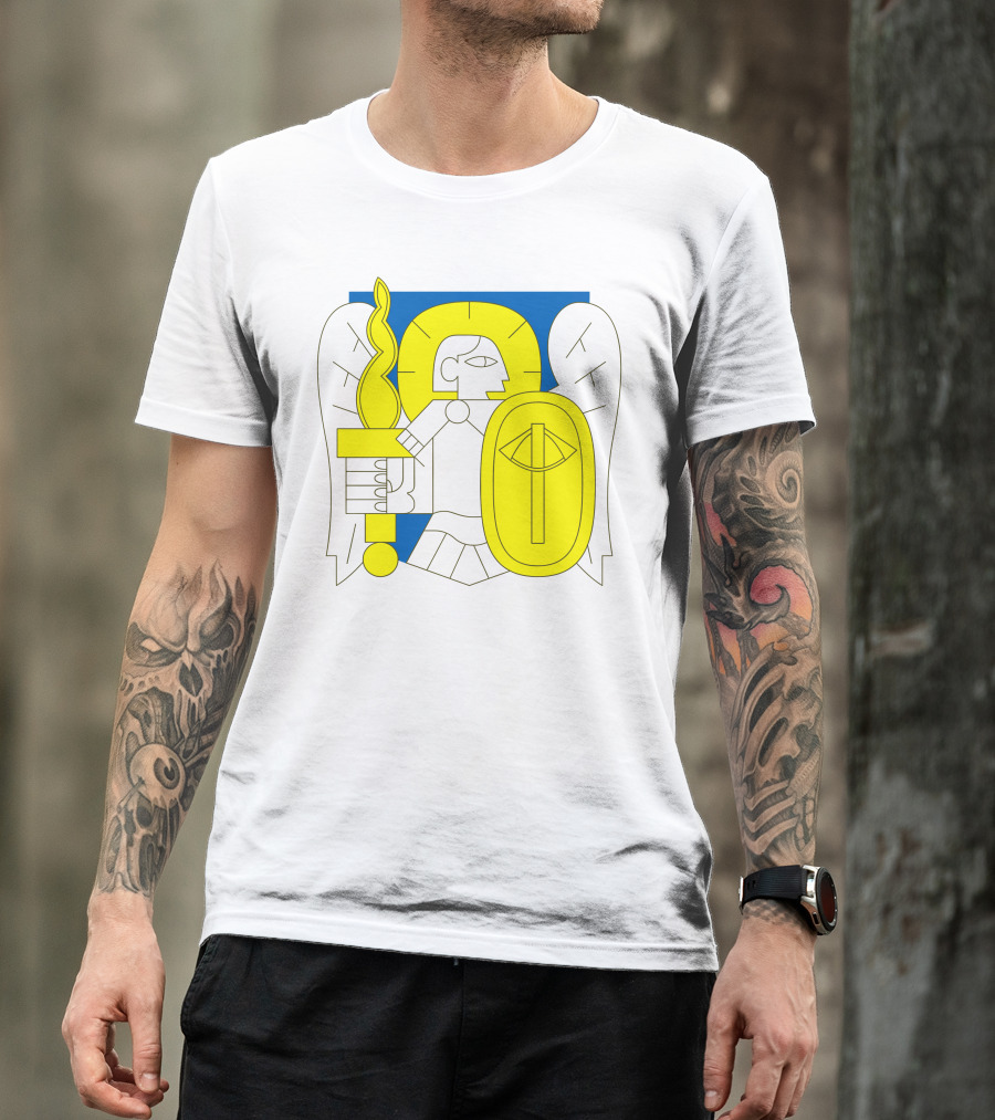 Saintjavelin Merch Kyiv Archangel Torch Shield Emblem T-Shirt