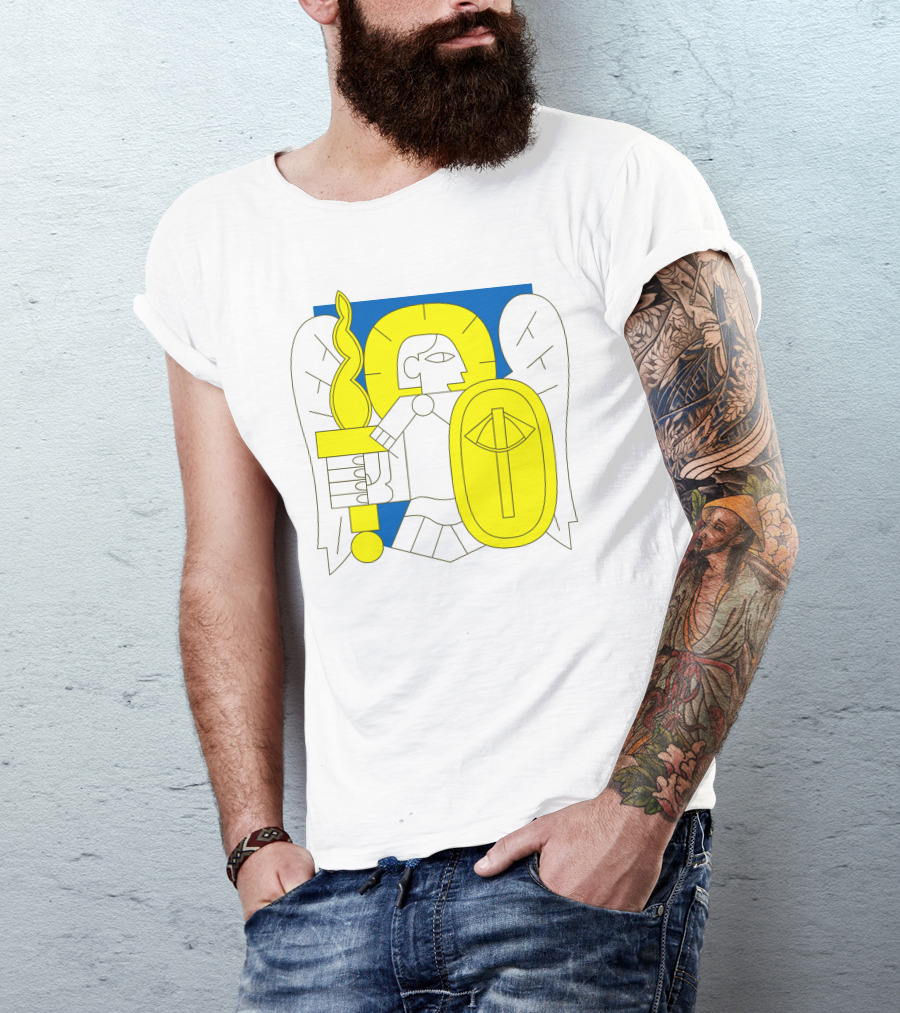 Saintjavelin Merch Kyiv Archangel Torch Shield Emblem T-Shirt