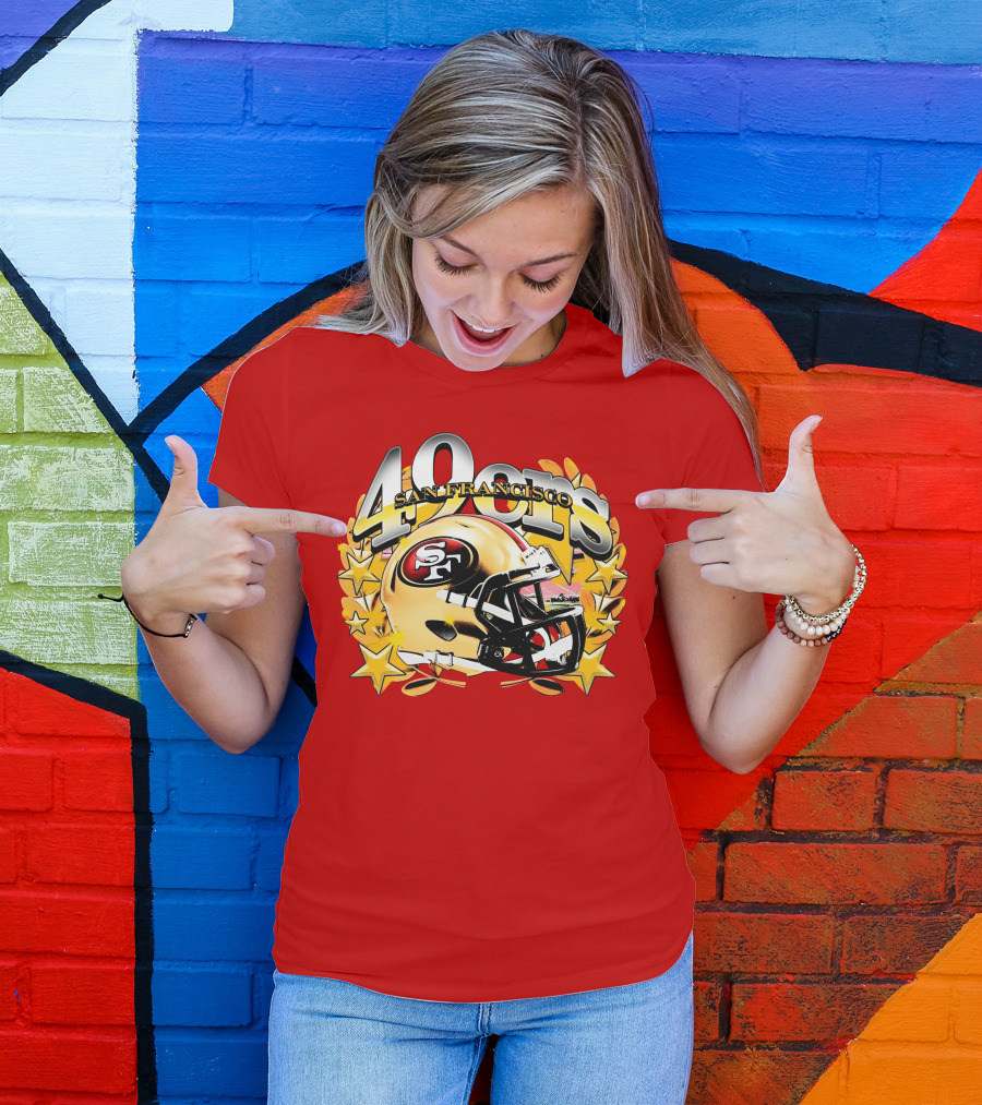 49Ers San Francisco Football Helmet Stars T-Shirt