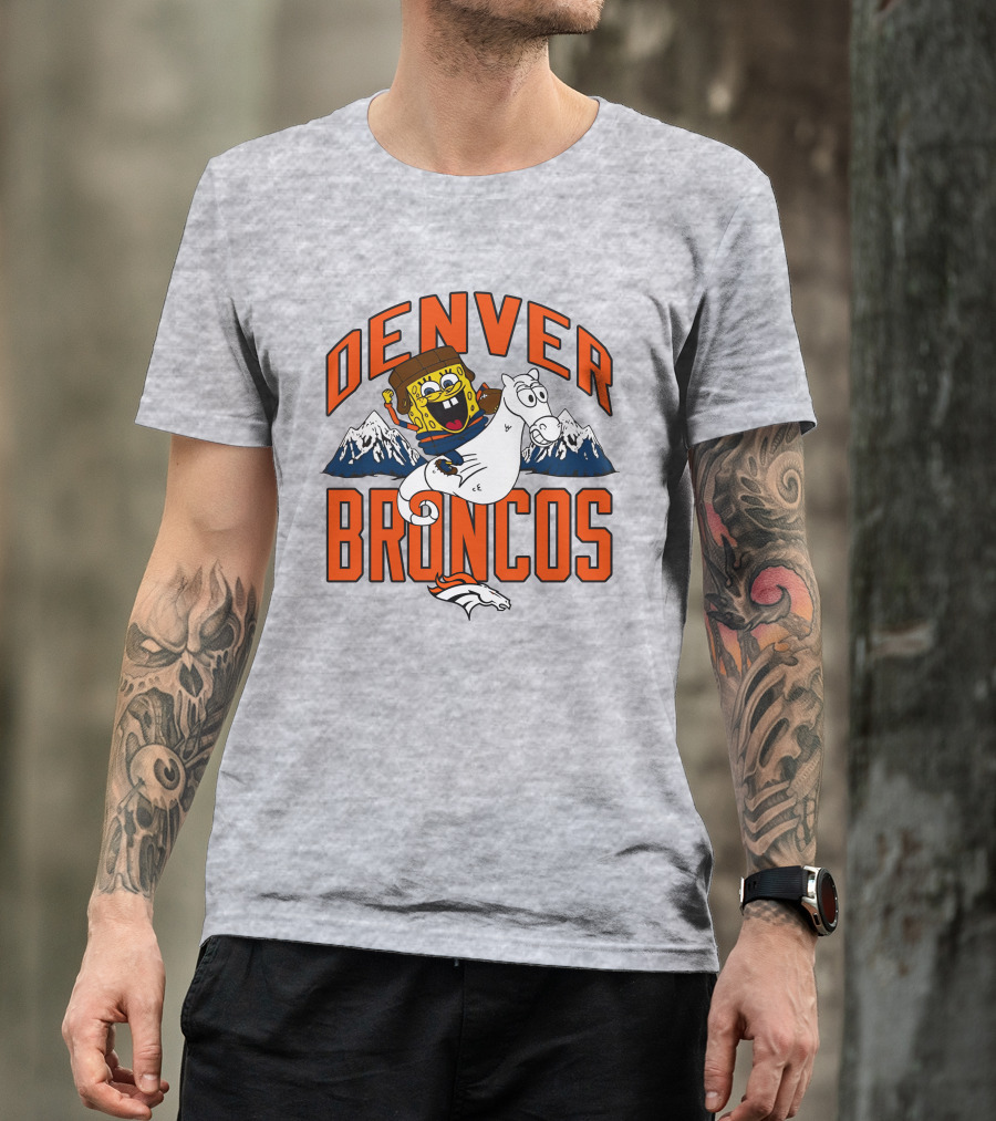 Denver Broncos Homage X Spongebob Men's Fanatics Gray Pro Shop T-Shirt