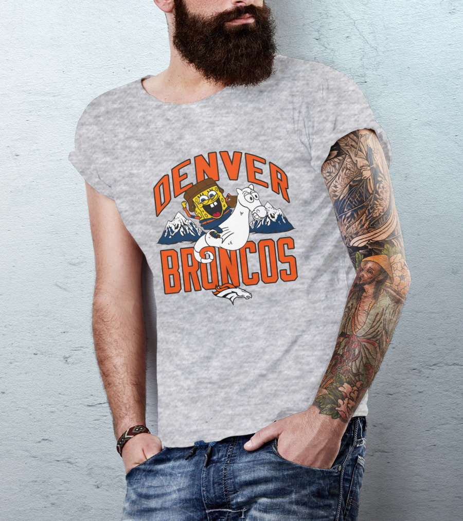 Denver Broncos Homage X Spongebob Men's Fanatics Gray Pro Shop T-Shirt