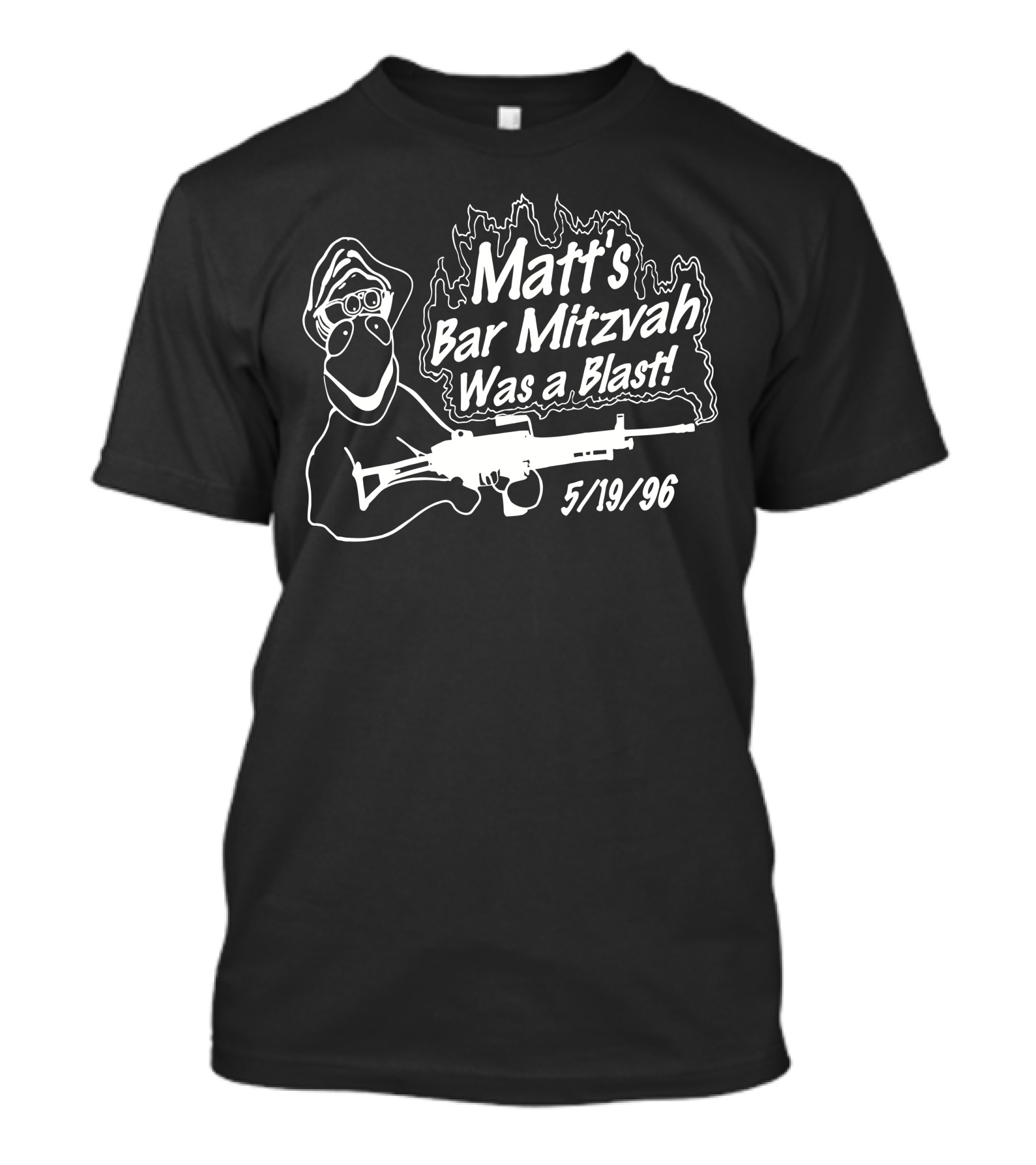 Matt's Bar Mitzvah Was A Blast 5/19/96 With Cartoon Figure And Weapon T-Shirt