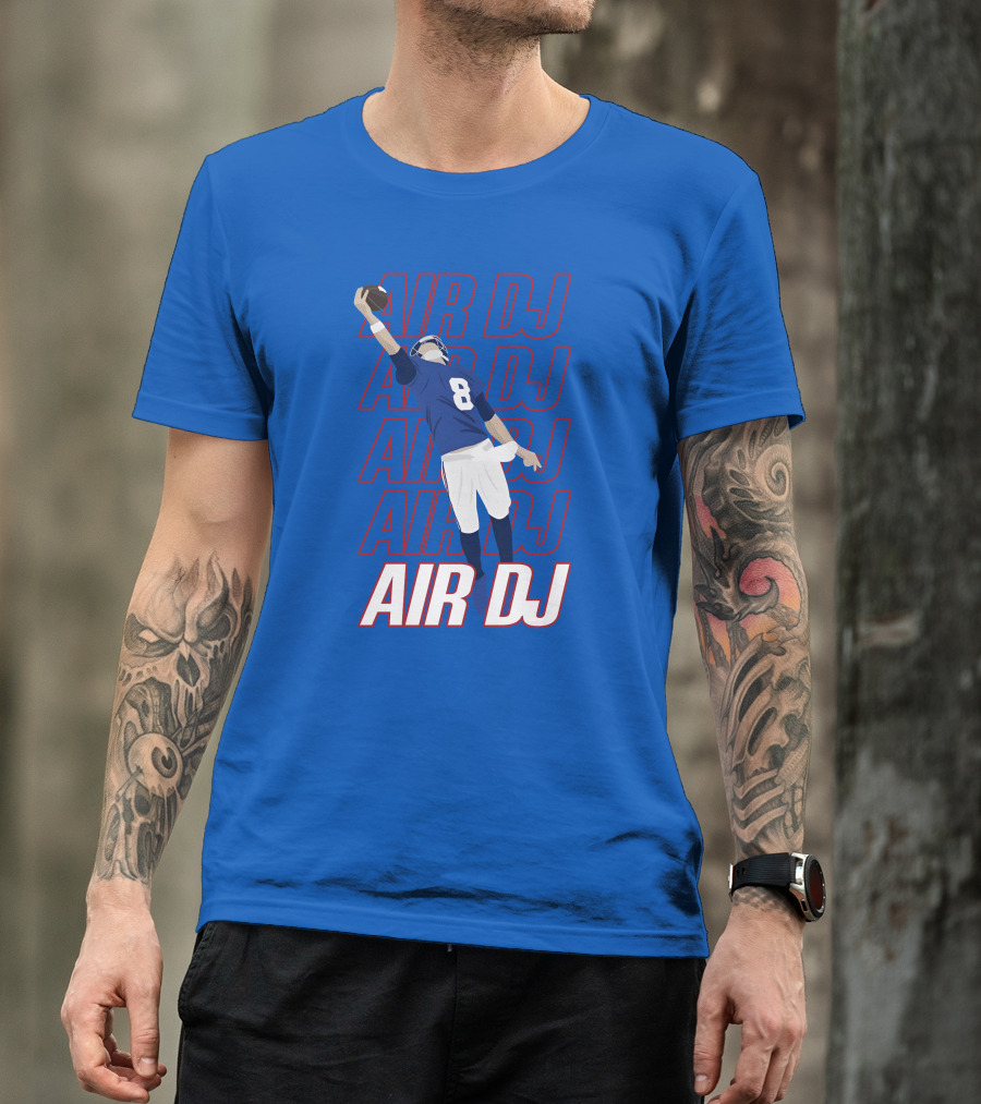 Justin Penik Jomboymedia Air DJ Football Player Number Eight Blue T-Shirt