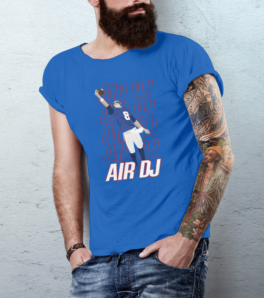 Justin Penik Jomboymedia Air DJ Football Player Number Eight Blue T-Shirt