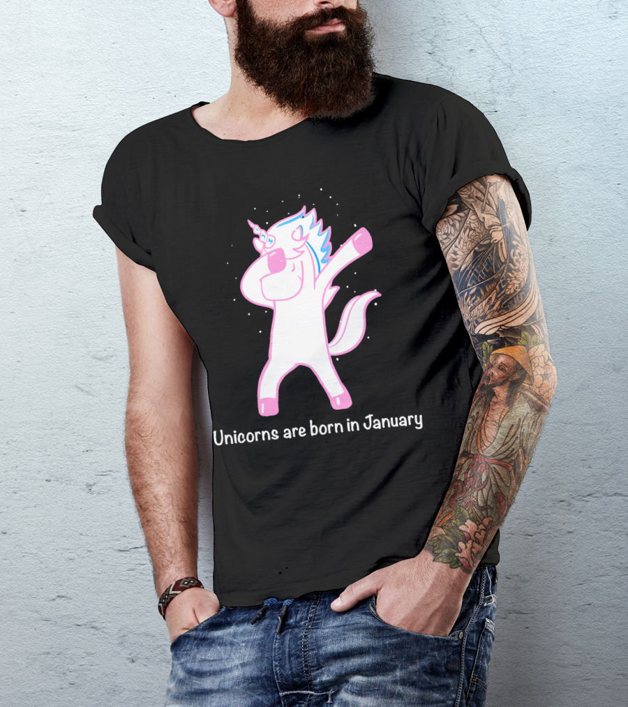 Dabbing Unicorn Celebrating Birthdays In January T-Shirt