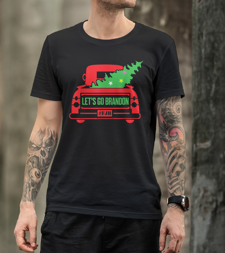 Let's Go Brandon Red Truck With Xmas Tree #FJB Christmas T-Shirt
