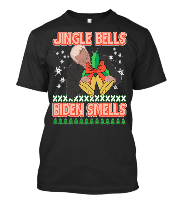 Jingle Bells Biden Smells Ugly Christmas Funny Republican Conservative Gift T-Shirt