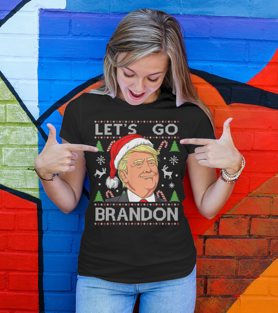 Let'S Go Brandon Trump Vintage Christmas Ugly T-Shirt