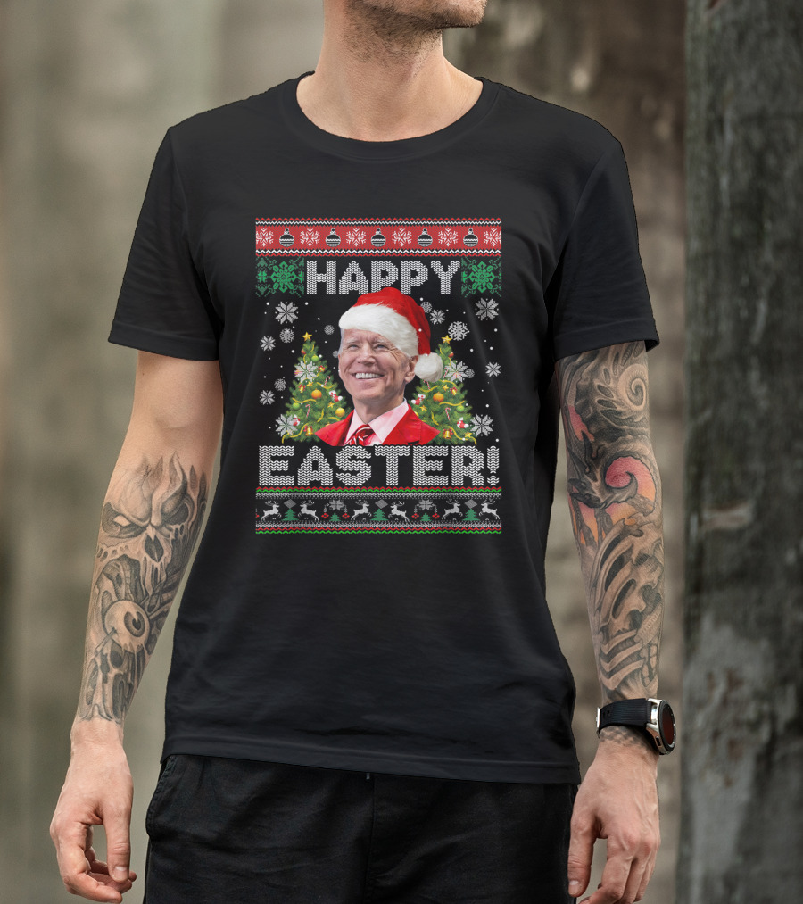 Santa Joe Biden Happy Easter Ugly Christmas T-Shirt