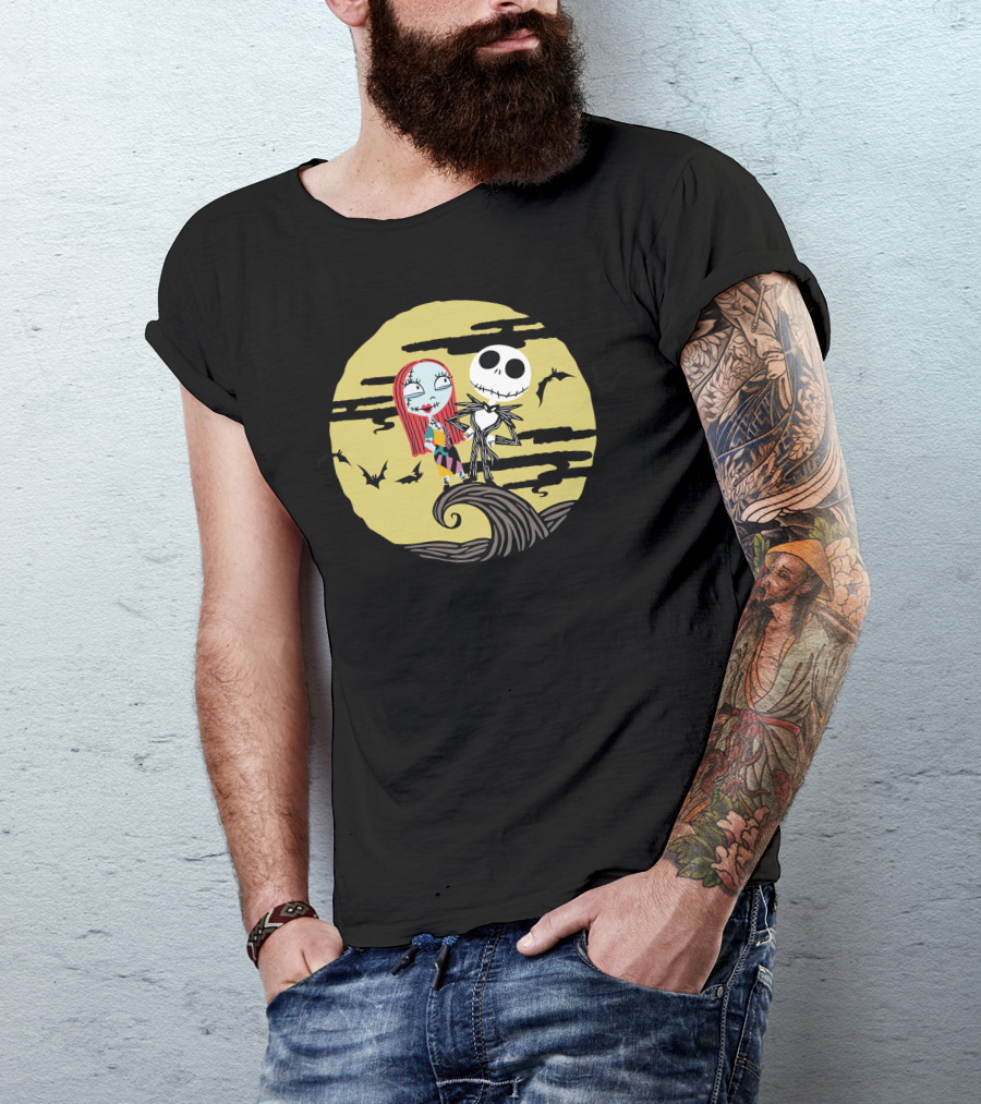 Disney Jack And Sally Moment Halloween Moon Scene T-Shirt