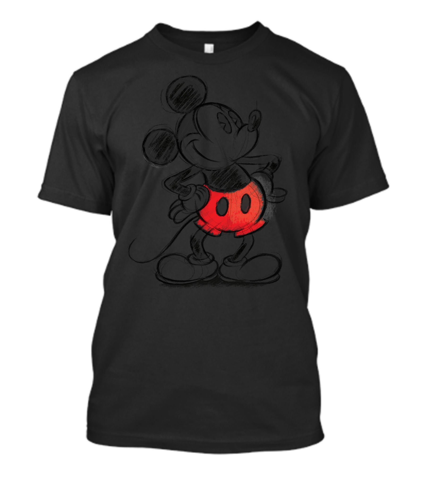 Mickey Mouse Vintage Disney Sketch Red Shorts T-Shirt