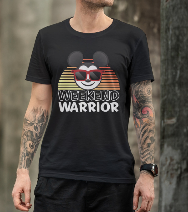 Disney Weekend Warrior Mickey Mouse Retro Sunburst Sunglasses T-Shirt