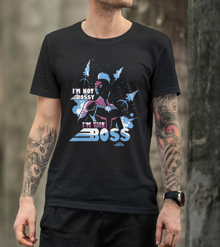 Captain Marvel I'm Not Bossy I'm The Boss Space Blue Red T-Shirt