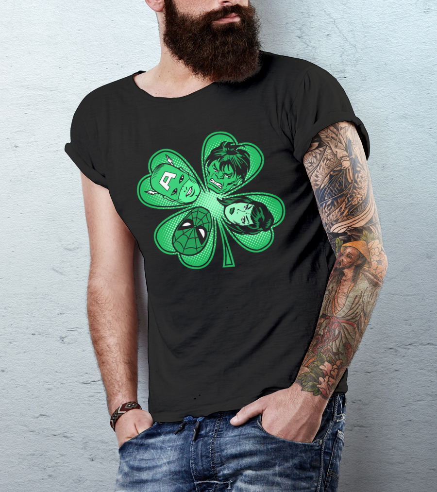 Marvel Avengers Shamrock Captain Spider Hulk Widow T-Shirt