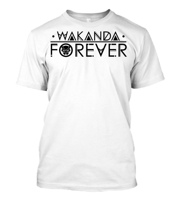 Wakanda Forever Marvel Black Panther Iconic Emblem Bold Typography T-Shirt