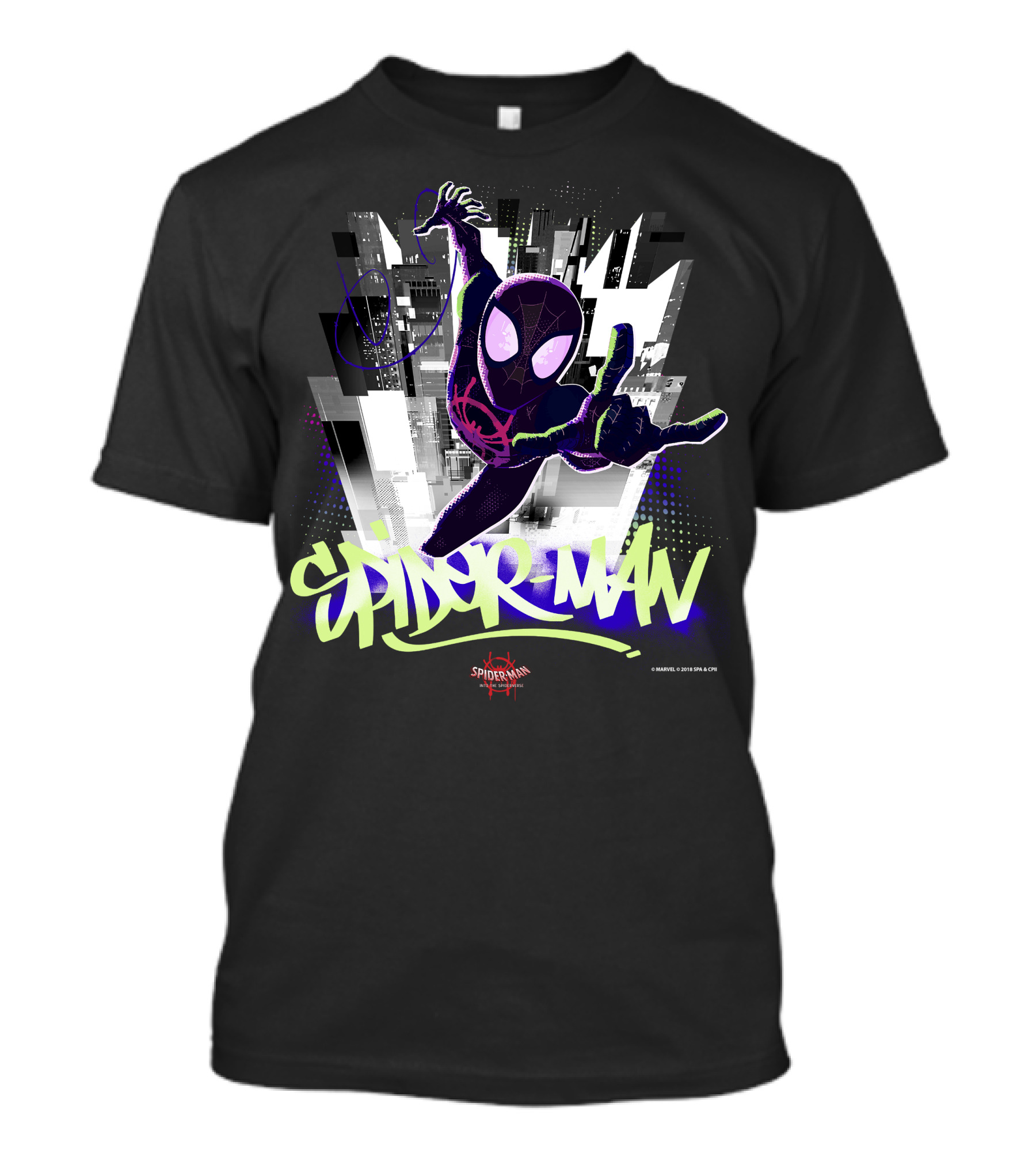 Spider-Man Spiderverse Graffiti City Marvel Iconic Swing Pose T-Shirt