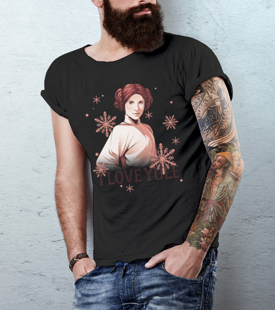 Star Wars Leia I Love Yule Christmas Snowflake Iconic Princess T-Shirt