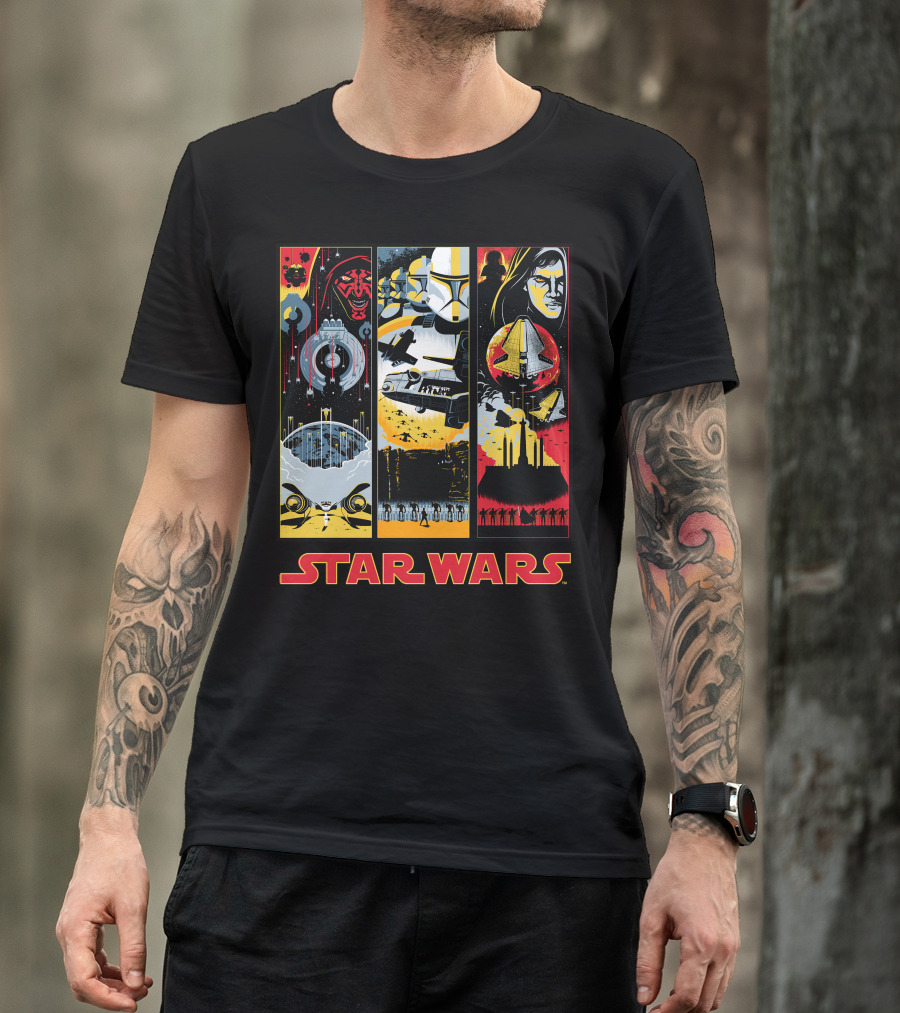 Star Wars Darth Maul Clone Trooper Anakin Panels T-Shirt