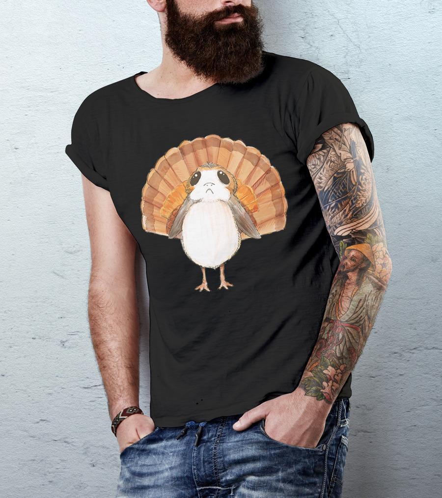 Star Wars Porg Turkey Thanksgiving Feathers T-Shirt