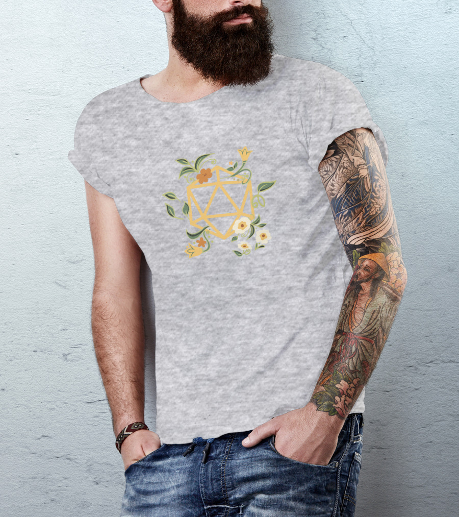 Druidic Floral Dice Dungeons And Dragons T-Shirt