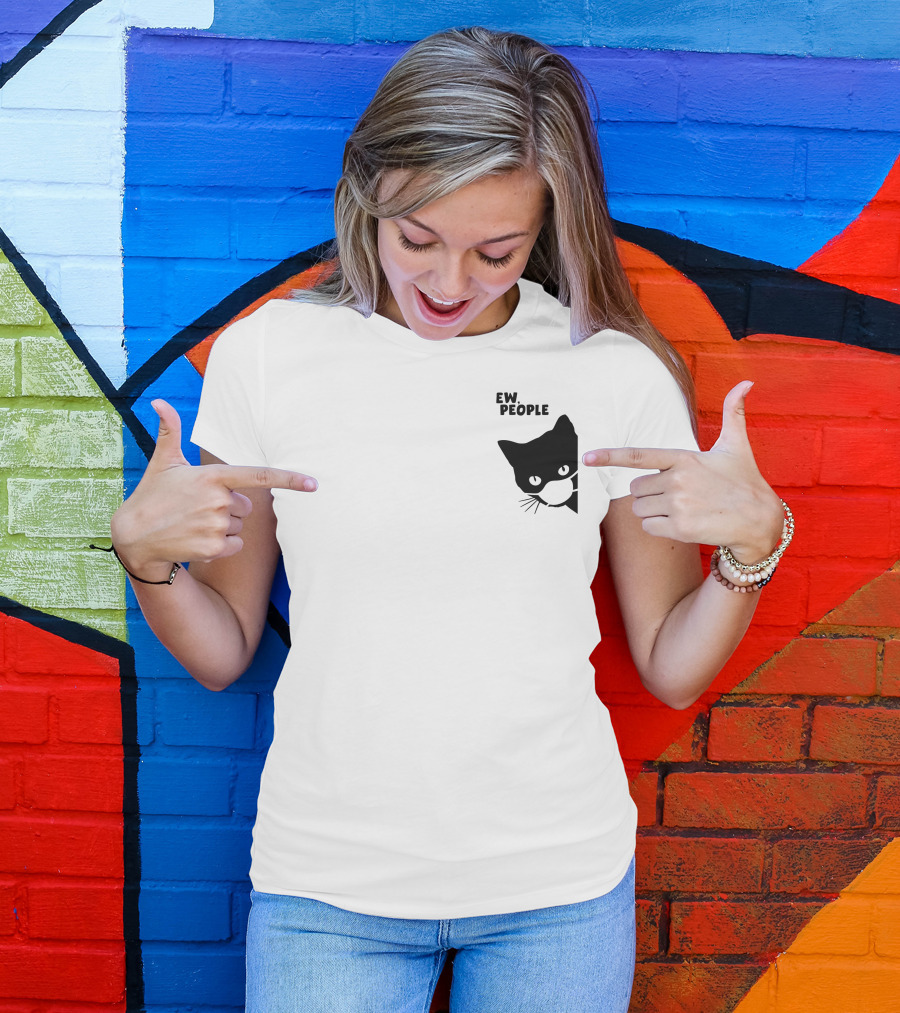 Ew People Black Cat Masked Silhouette Qwertee T-Shirt