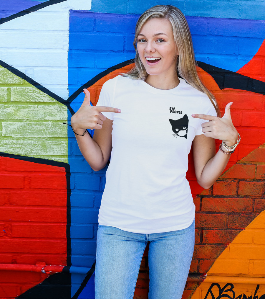 Ew People Black Cat Masked Silhouette Qwertee T-Shirt
