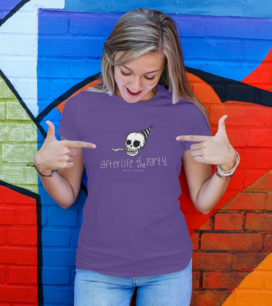 Afterlife Of The Party Skull With Party Hat And Blower T-Shirt