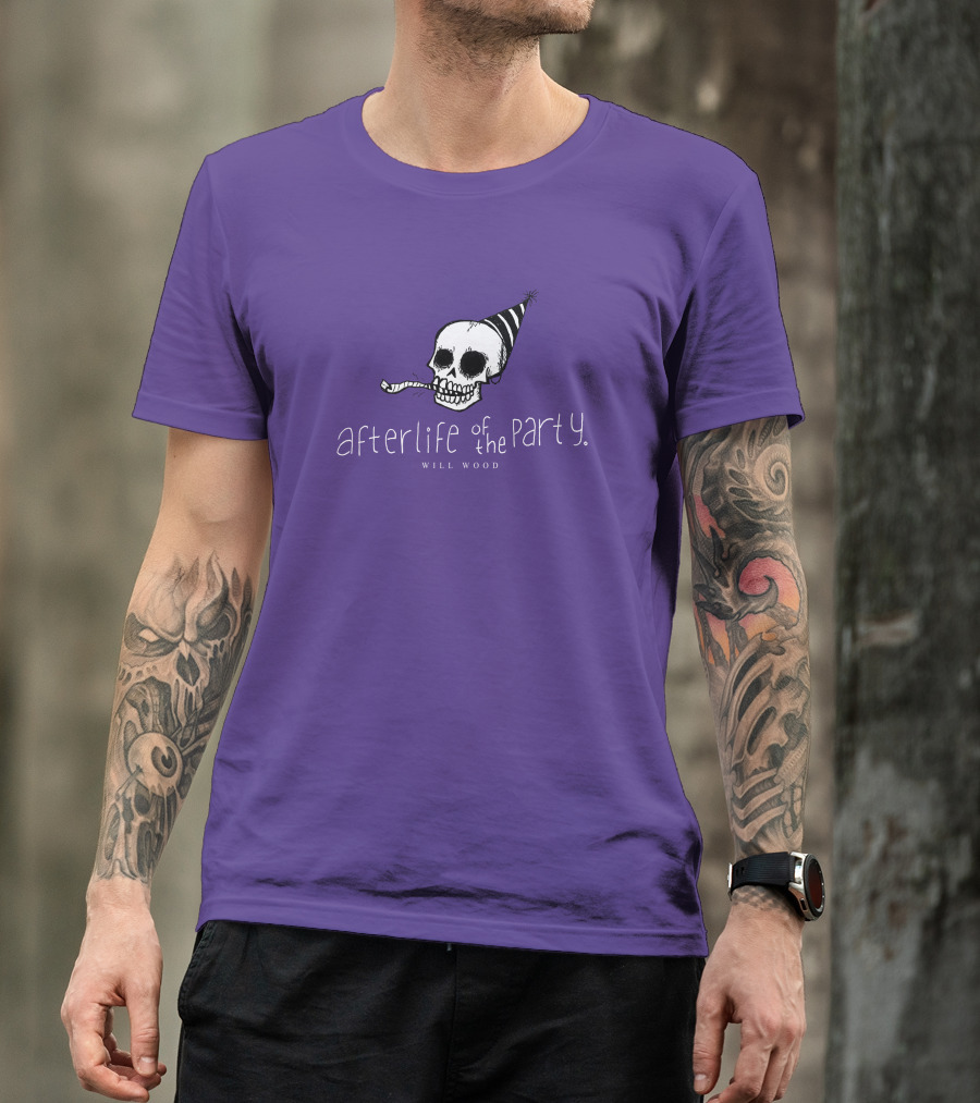 Afterlife Of The Party Skull With Party Hat And Blower T-Shirt